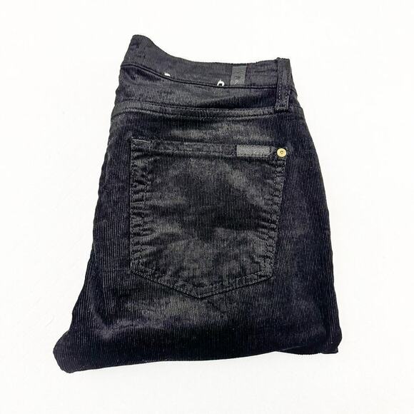 7 For All Mankind Corduroy Textured Black Denim Skinny Jeans Size 27 - Picture 1 of 9
